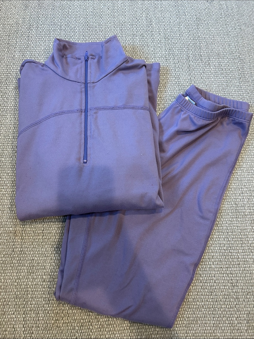 Purple Quarter-Zip Lounge Set/ Long underwear